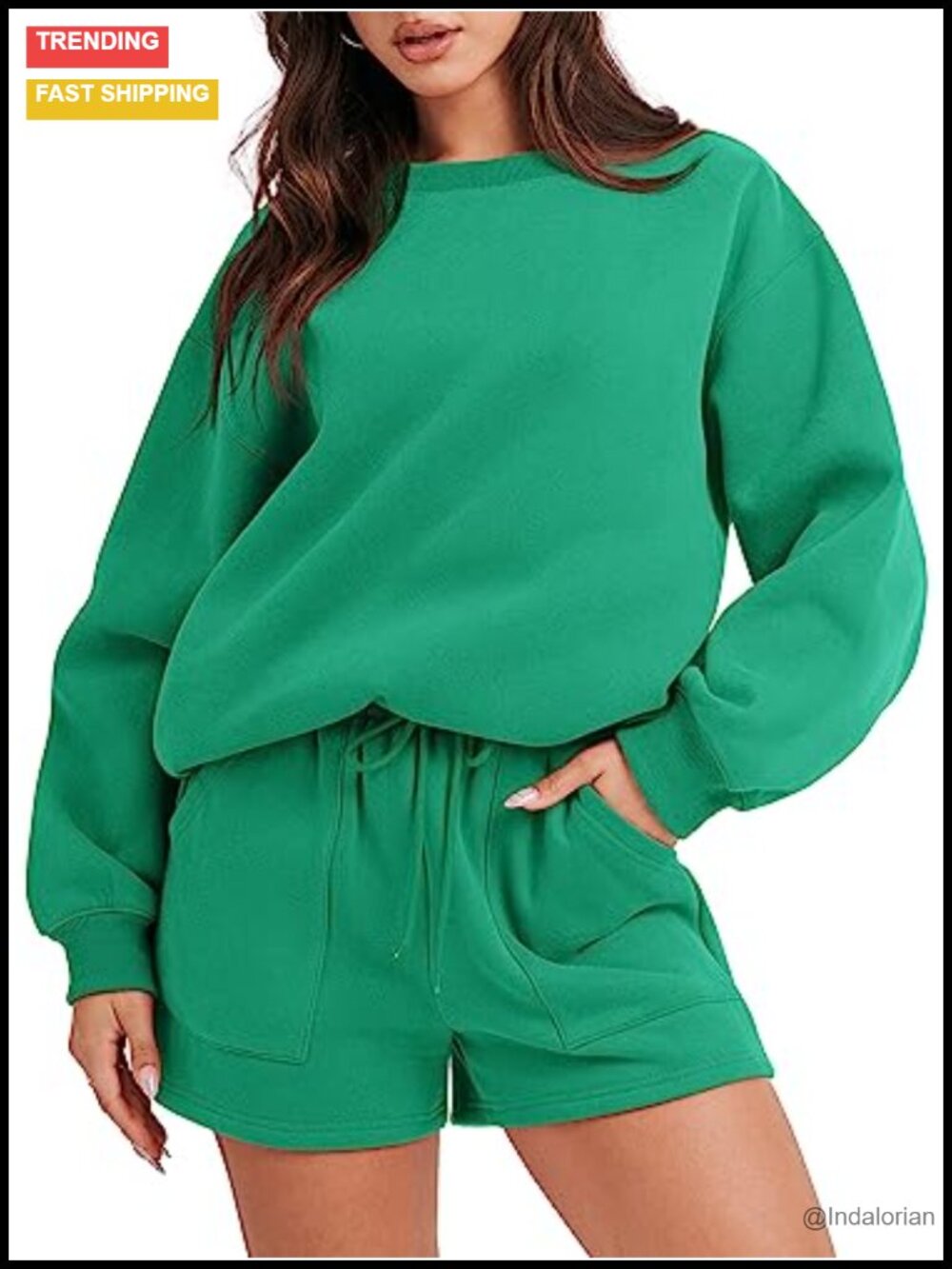 Women's 2 Piece Lounge Set Sweatshirt Shorts Casual Tracksuit